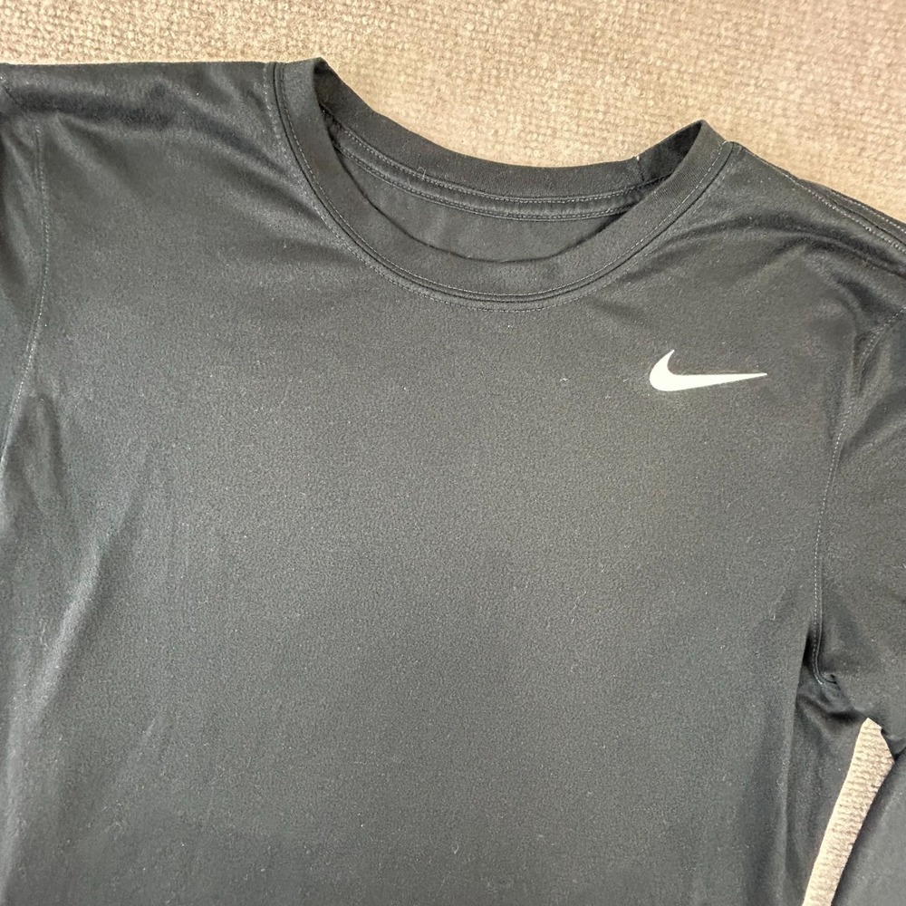 Nike Dri Fit Shirt Mens Small Charcoal Gray Swoosh Logo Long Sleeve Pullover